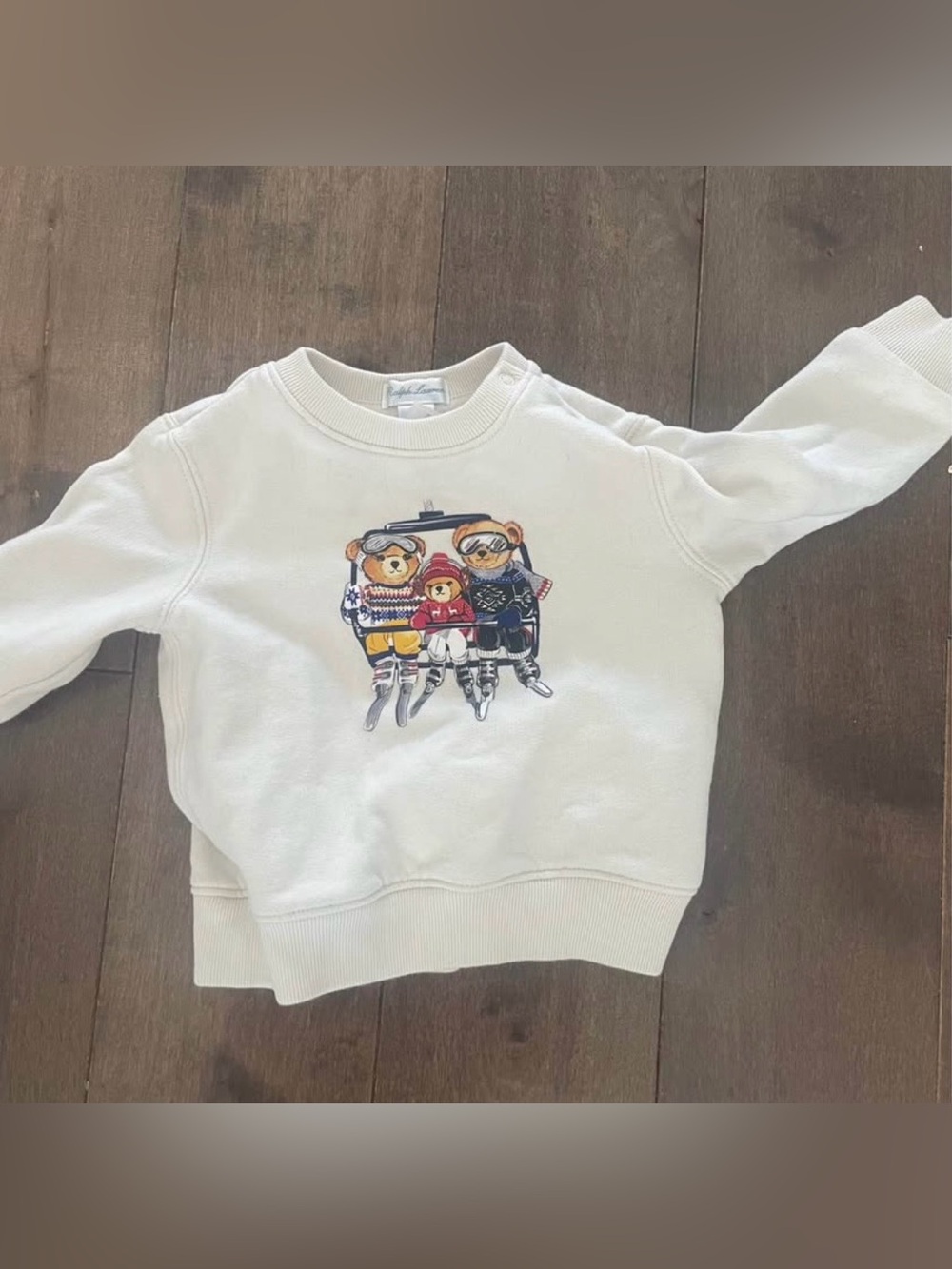 Ralph Lauren Kids Cream Bear Ski Graphic Sweatshirt - 12m